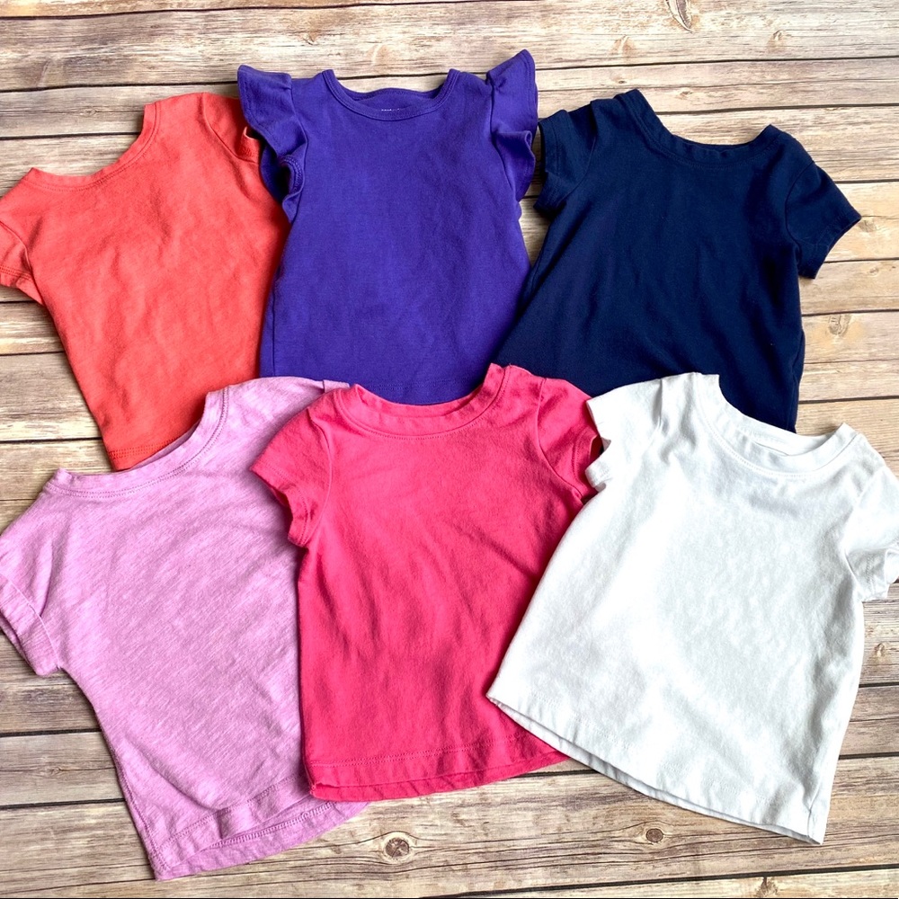 Log of six baby girl T-shirts. Size 18 months.